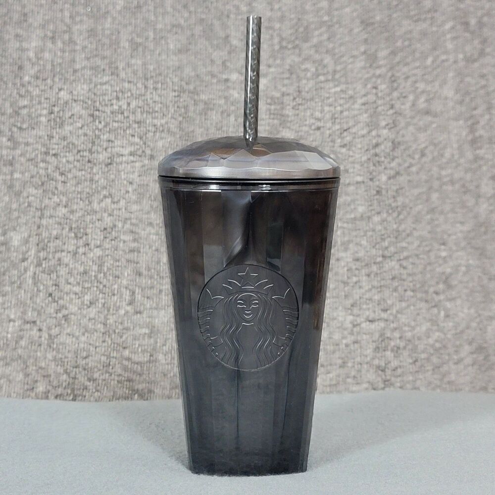 Starbucks 16 oz Cold Cup Tumbler Black Pearl Iridescent Marbled Grande Dome